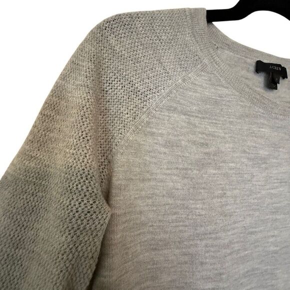 J. Crew Gray Merino Wool Three Quarter Sleeve Sweater Sz S Preppy, Lt Academia - Picture 2 of 10